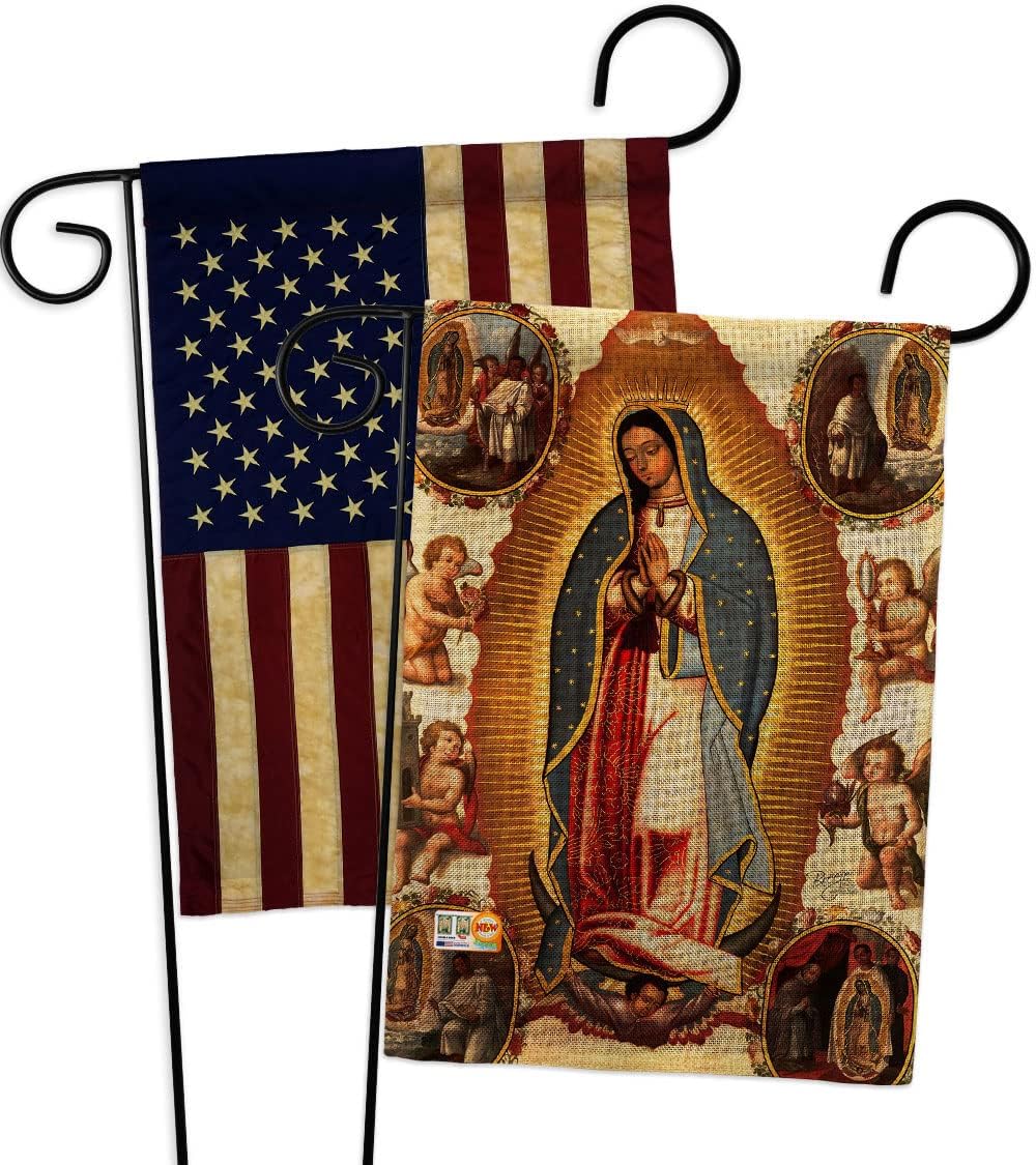 Faith Our Lady of Guadalupe Garden Flags Pack Religious Hope Grace Peace Dove Christian Religion Easter USA Vintage Applique Small Decorative Gift Yard House Banner Double-Sided US Made 13 X 18.5
