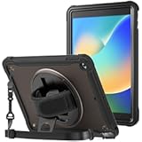 ProCase Rugged Case for iPad 9th&sol;8th&sol;7th Generation 10&period;2 inch 2021&sol;2020&sol;2019 Case&comma; Heavy Duty Shockproof Rugged Cover with Hand Strap 360 Degree Rotatable Kickstand Protective for iPad 10&period;2 -Black