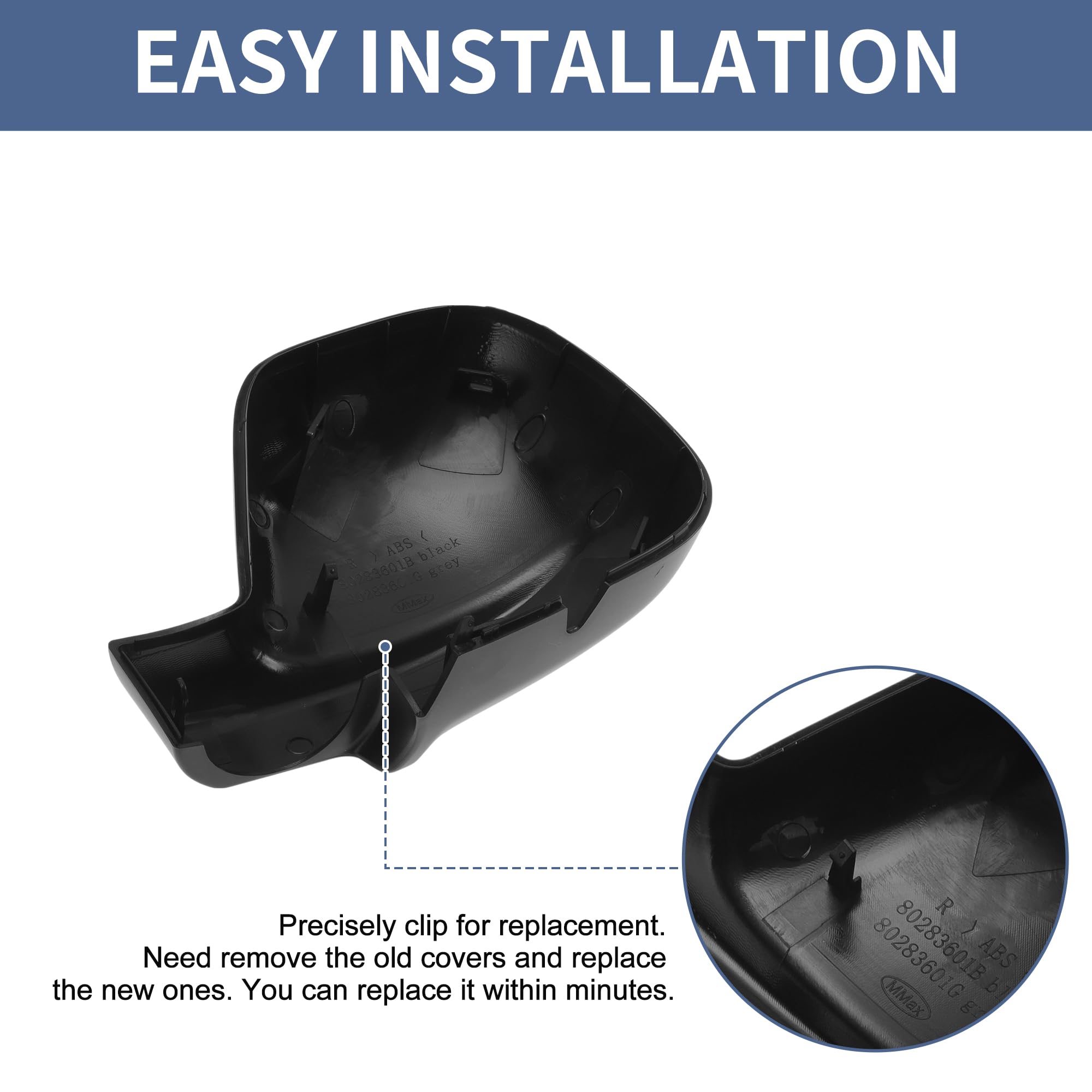 Motoforti 1 Pc ABS Cubierta De Espejo Lateral Derecho Para Pasajero De Reemplazo Negro Para Citroen Dispatch/Jumpy 2016-2024 Protector De Espejo Número 98087411XT
