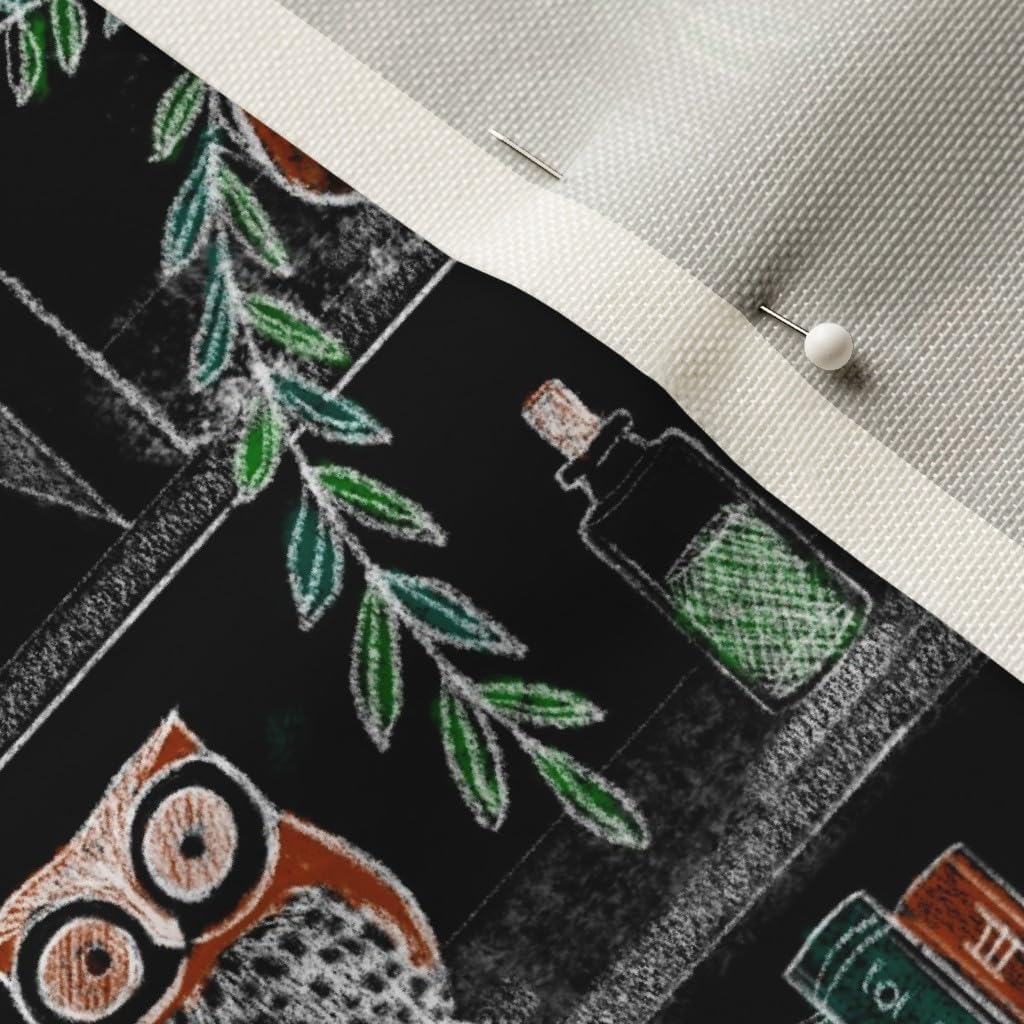 Spoonflower Fabric - Witch Bookshelf Halloween Library Goth Night Magic Printed on Upholstery Velvet Fabric Fat Quarter - Upholstery Home Decor Bottomweight Apparel