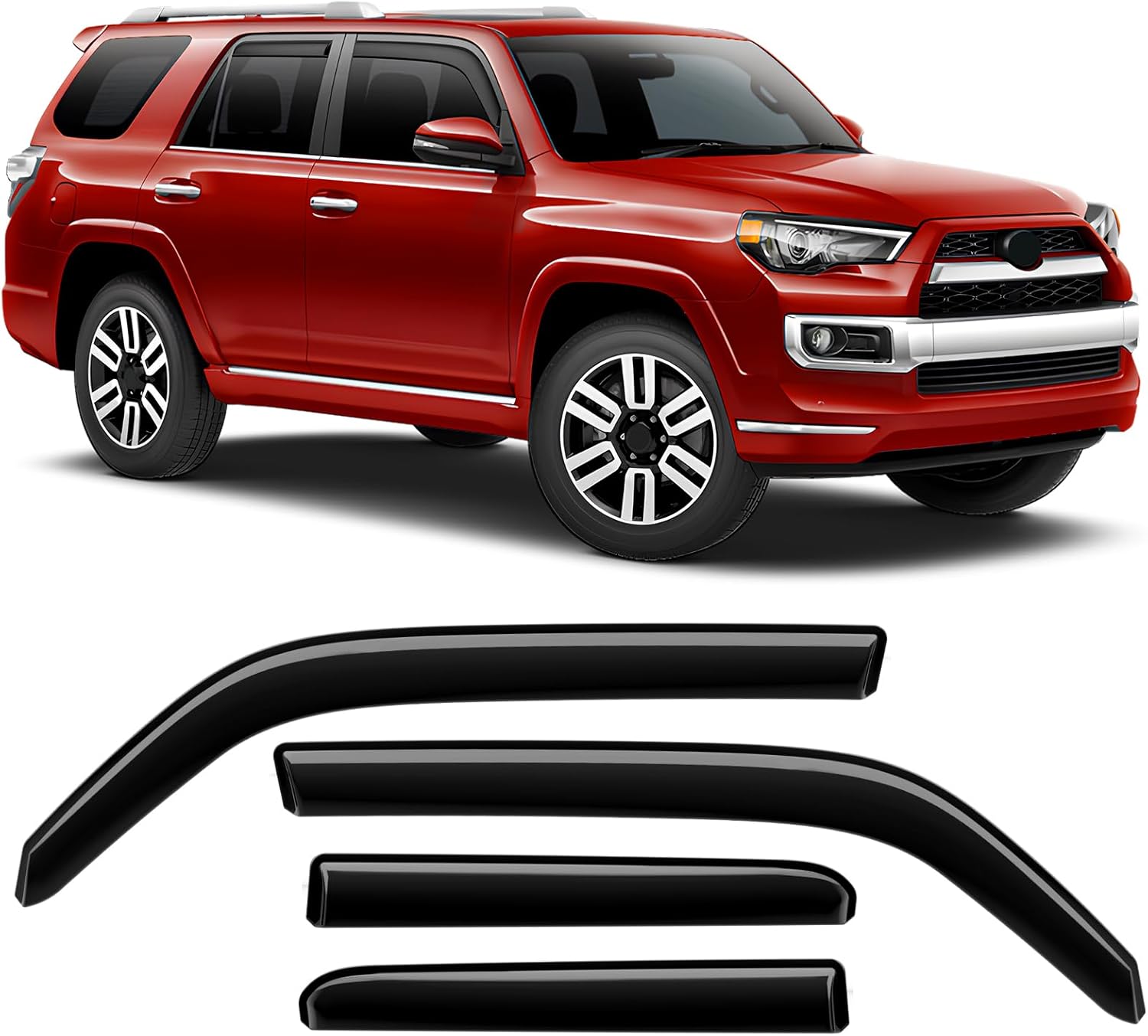 in-Channel Rain Guards Compatible with Toyota 4Runner 2010-2024, Durable Side Window Deflectors 2024 4 Runner Window Wind Sun Rain Guard Black 4 PCS