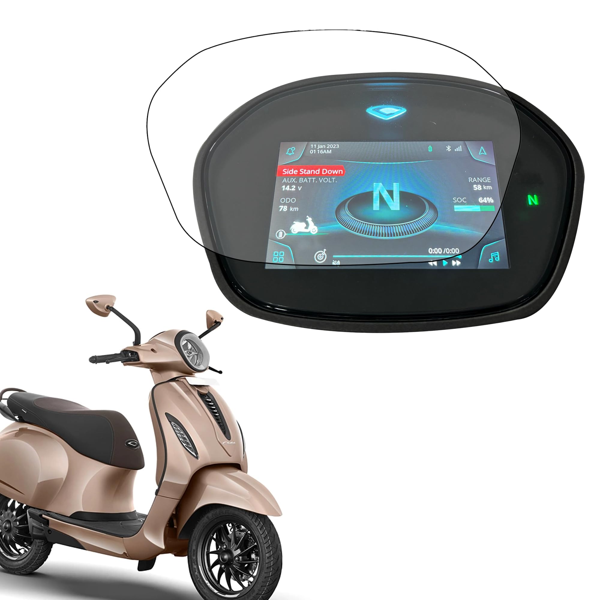 NIKAVI SMSG74 Screen Guard Protecter Compatible for Bajaj Chetak Premium