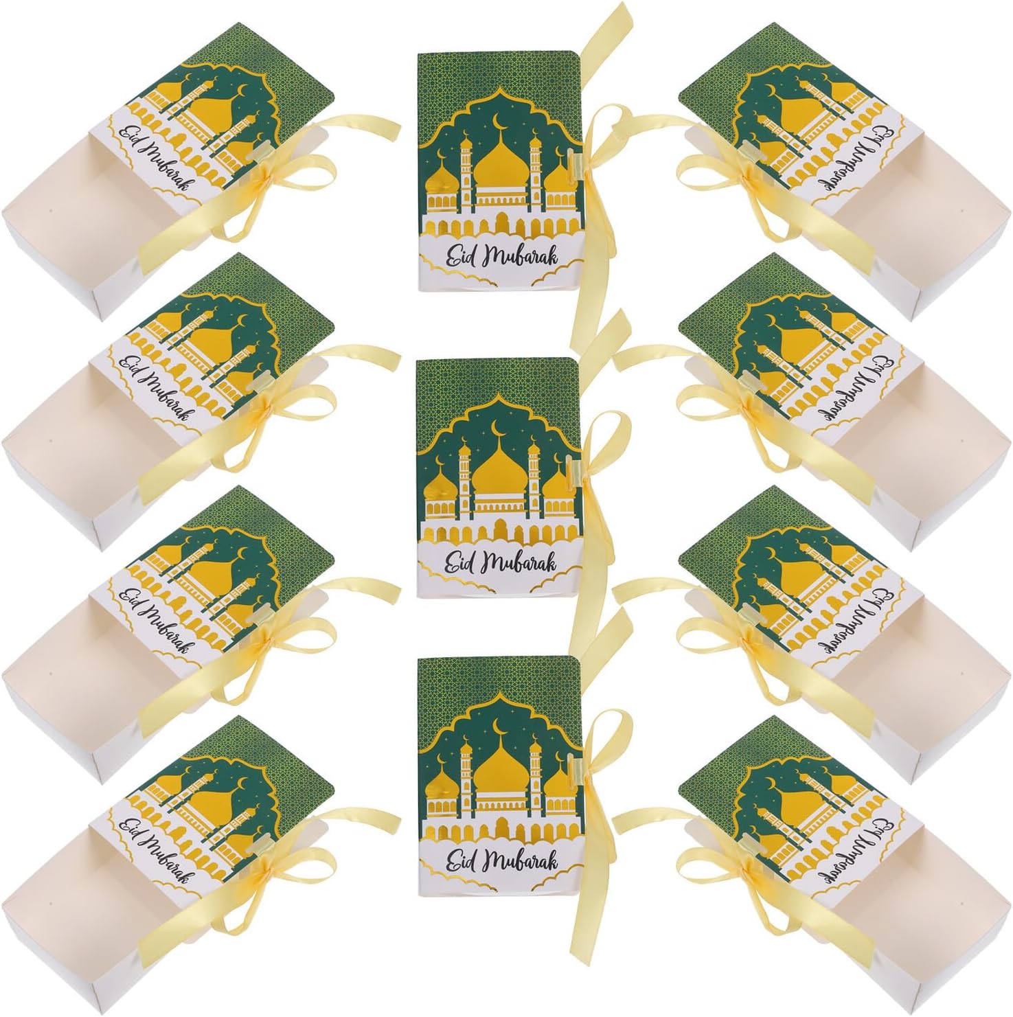 GRIRIW Eid Mubarak Candy Packaging Boxes 20pcs Shaped Boxes Ramadan Party Goodie Bags Sweets Present Storage for Festive Celebration