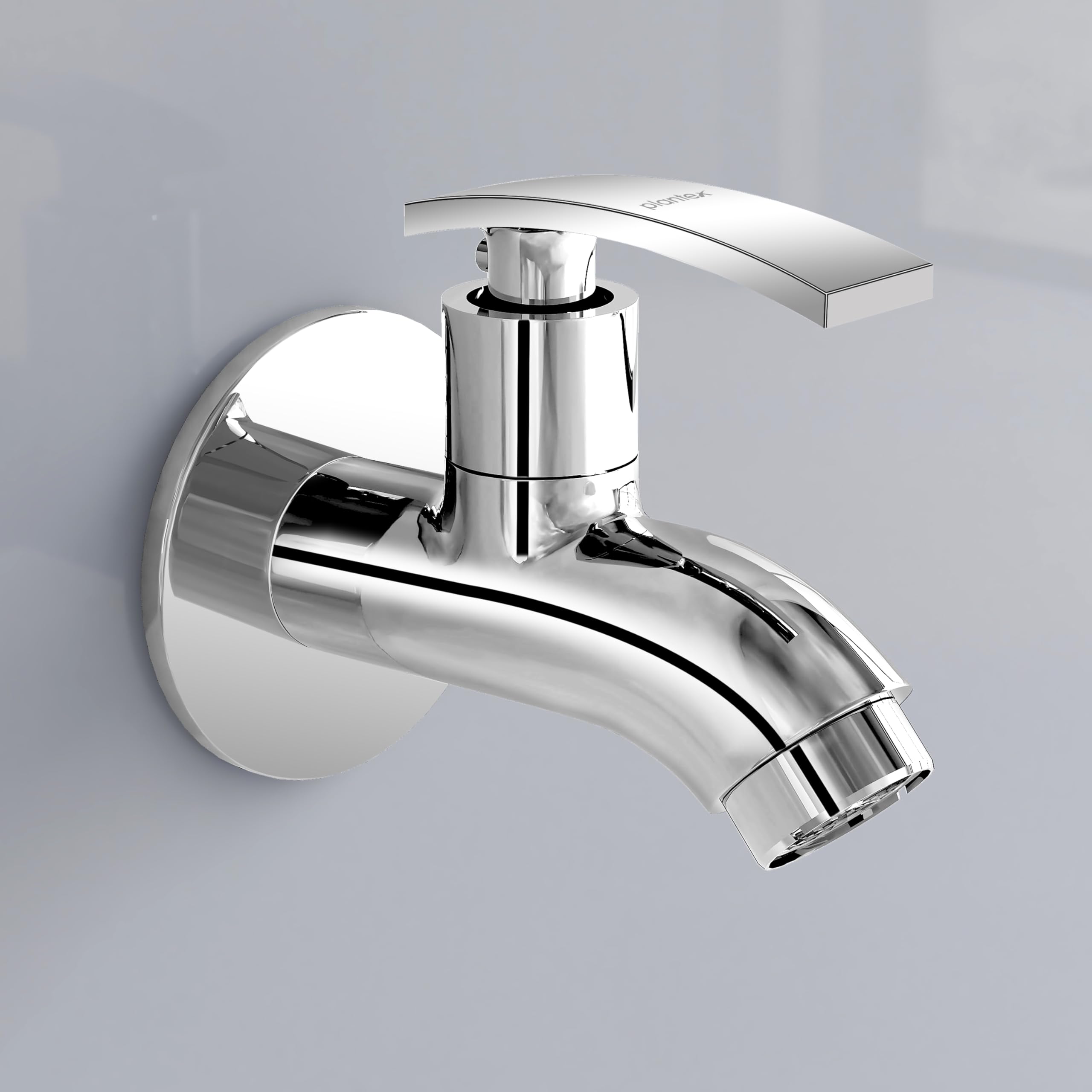Plantex Pure Brass Single Lever Short Body Bib Tap with Water Saving Techonlogy Tap/Water Tap with Teflon Tape & Wall Flange for Bathroom (ZUR-1502, Chrome)-image-39