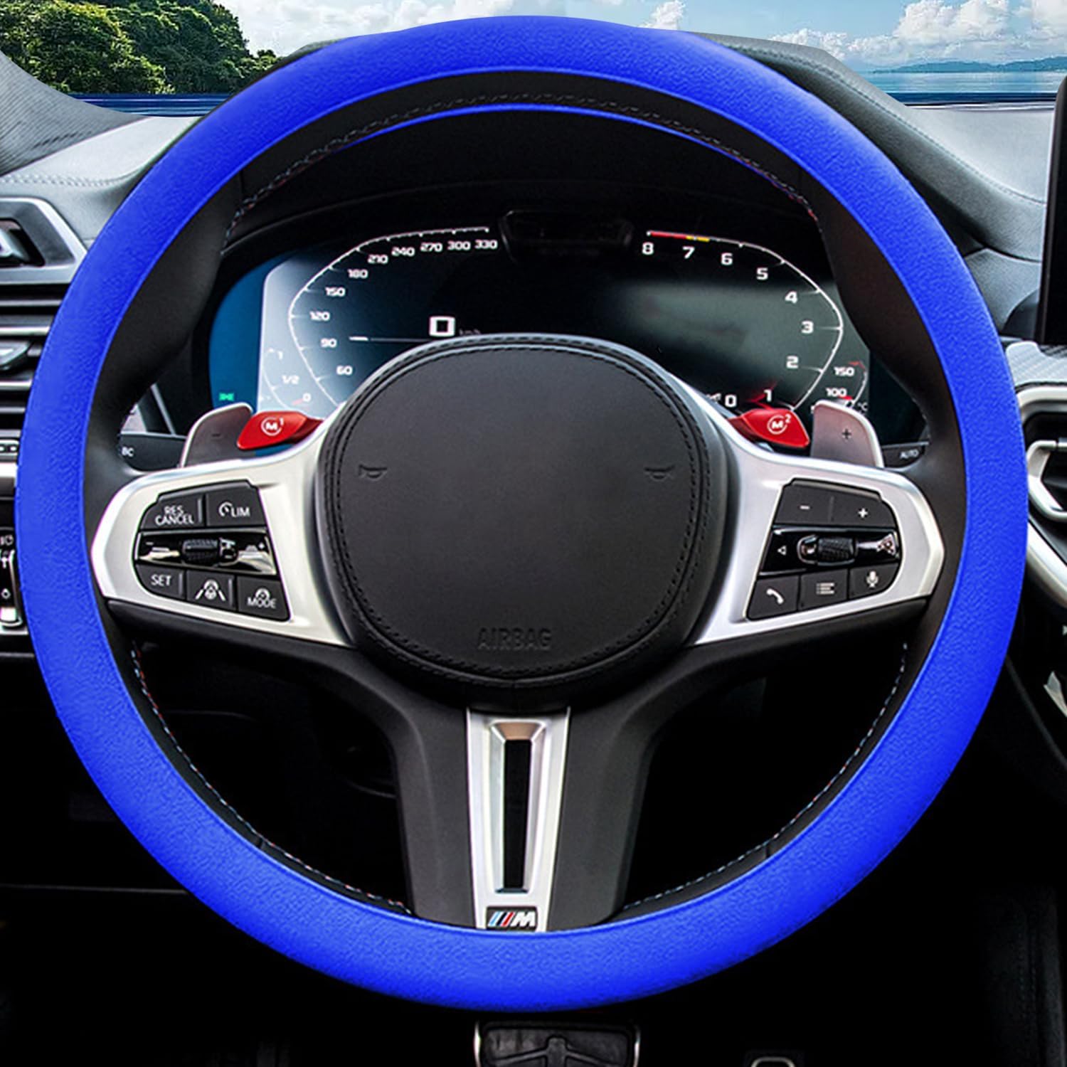 JDDRY Car Steering Wheel Cover,Silicone Steering Wheel Protector,Universal Fit Steering Wheel Cover, Steering Wheel Protective Cover(Black,1PC)