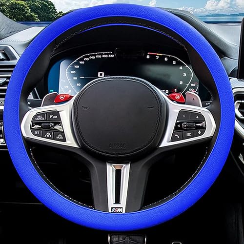 JDDRY Funda para volante, protector de ajuste universal, funda de silicona para volante de automóvil (azul rey, 1 unidad)