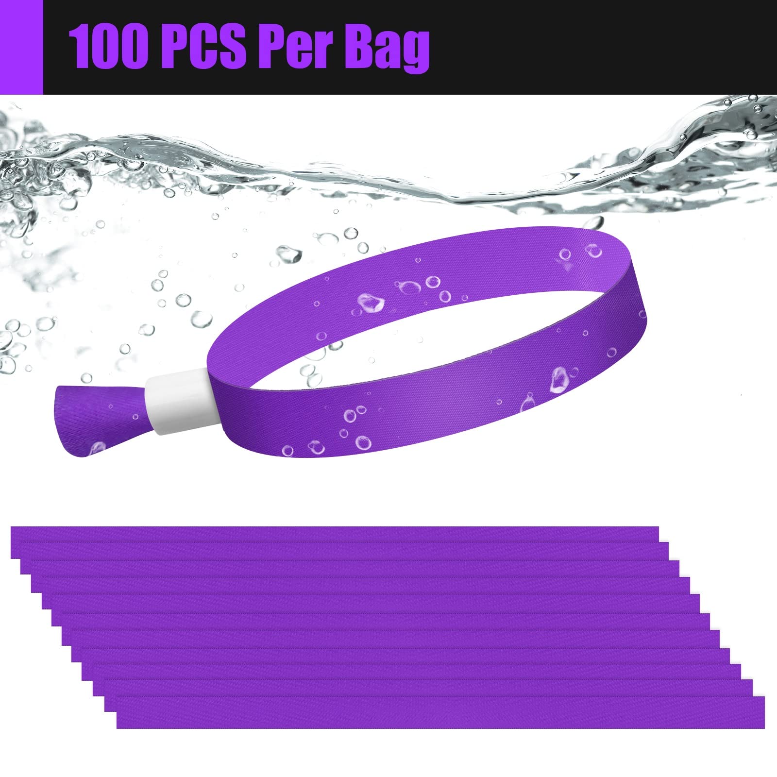 Green-Power America 100 Pcs Cloth Event Wristbands - Disposable, Adjustable Wrist Straps For Concerts, Parties, Festivals