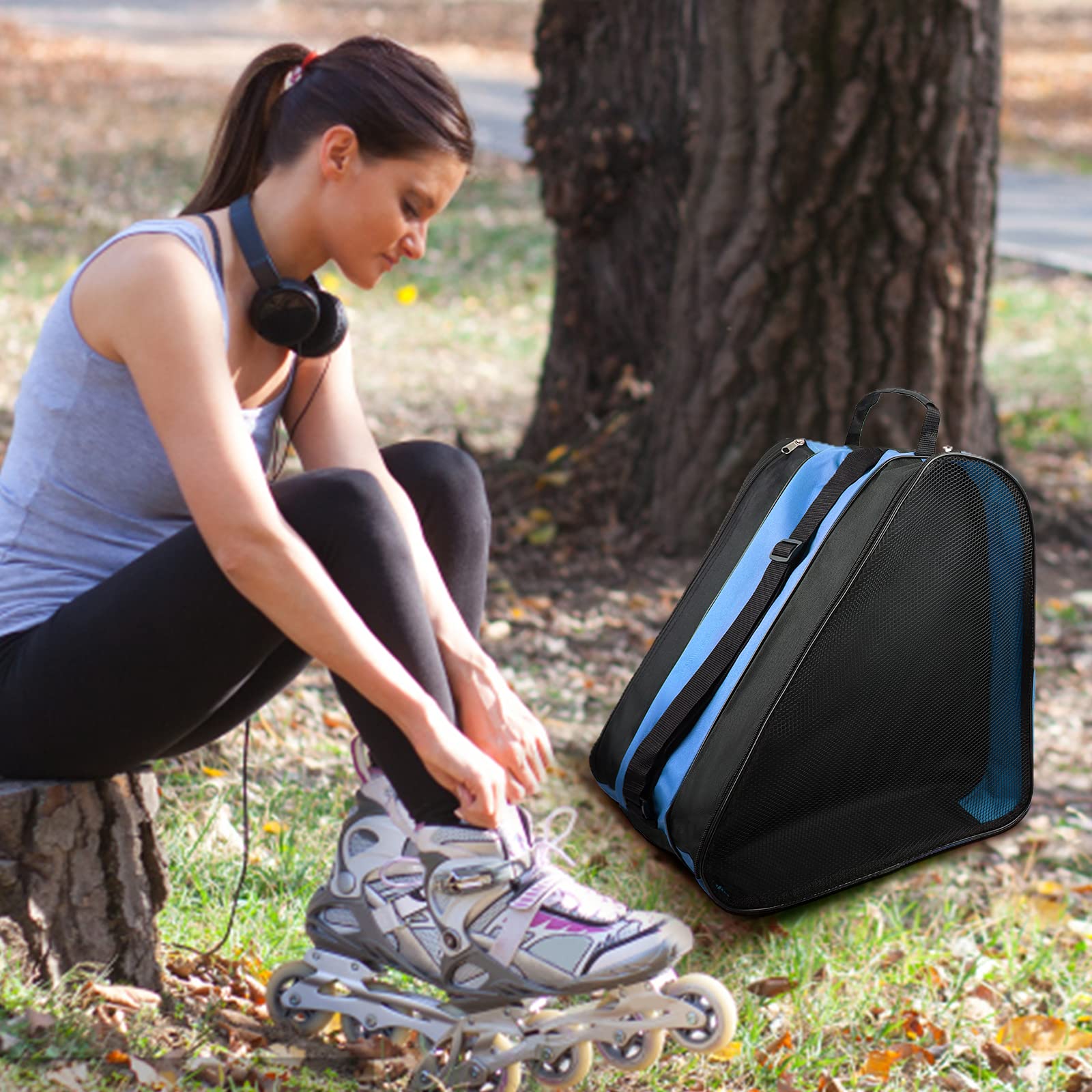 Sac de rangement pour rollers en ligne - Sac de rangement pour patins à roulettes - Sac de rangement pour patins à roulettes - Sac de rangement en tissu Oxford pour adolescents