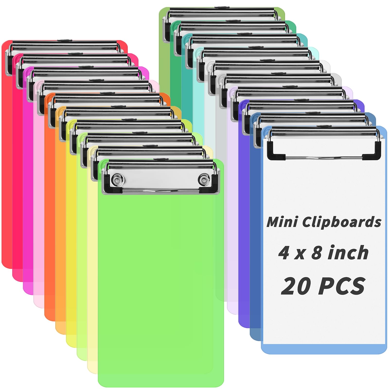 Photo 1 of ****NOT NEON COLORS****20 Pcs Mini Plastic Clipboards Bulk 20 Neon Colors 4 x 8 in Kids Clip Board Half Page Clipboard Portable for Restaurant School Waitress Guest Server Books Menu Holder