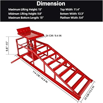KAFLLA 2-Pack 5 Ton Low Profile Hydraulic Car Ramps, Adjustable Lift Height 9.8" to 16.21" for SUVs & Light-Duty Trucks – Perfect for Oil Changes & Vehicle Service