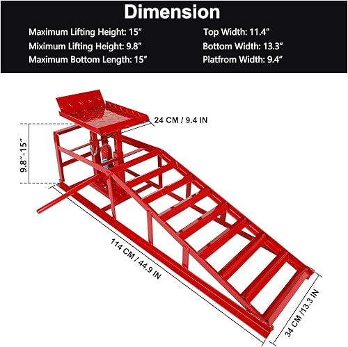 Miniatura 4 de Paquete de 2 rampas hidráulicas de perfil bajo de 5 toneladas, rampas de servicio de elevación ajustables para cambios de aceite, rango de altura
