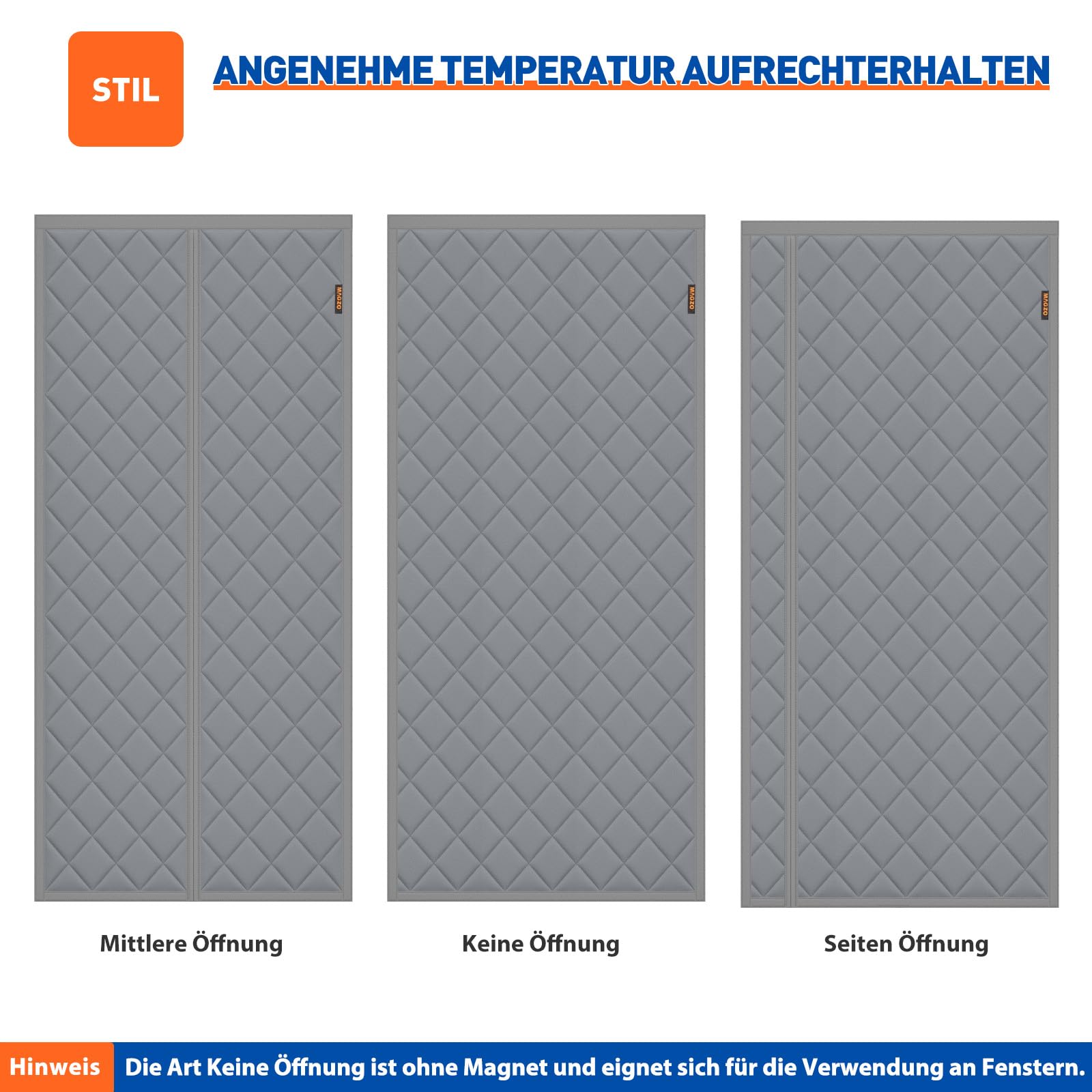 MAGZO Anpassend Wärmeschutzvorhang für Türen 70-90 cm Breite, Winddichte Maßgeschneiderte Thermo Türvorhang Energieeinsparung Kälteschutz Thermovorhang Tür