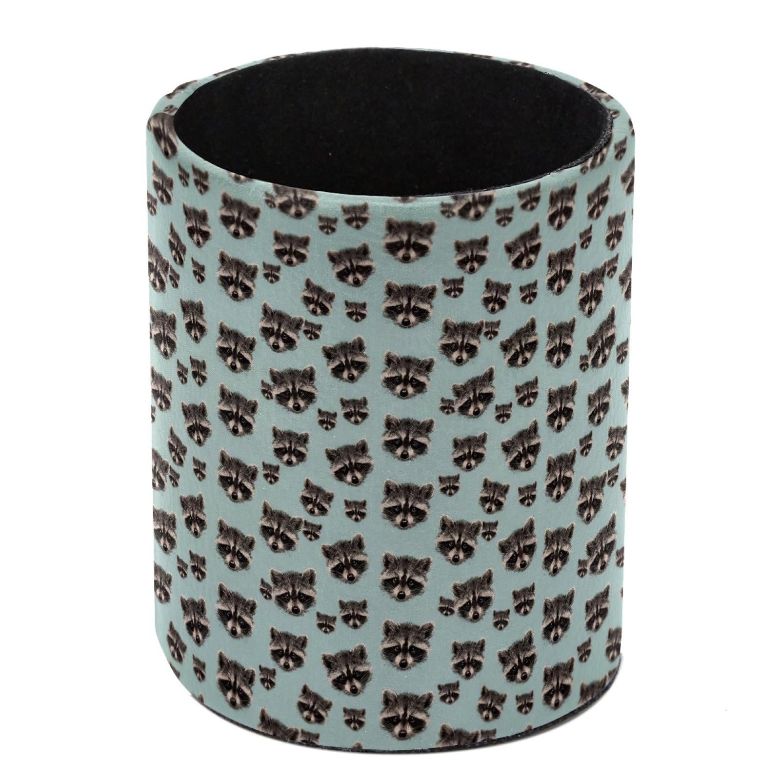 HEOEH Raccoon Pen Holder for Desk, PU Leather Pencil Holder Pen Cup Marker Holder Makeup Brush Holders, Desk Accessories & Workspace Organizers for Home, Office