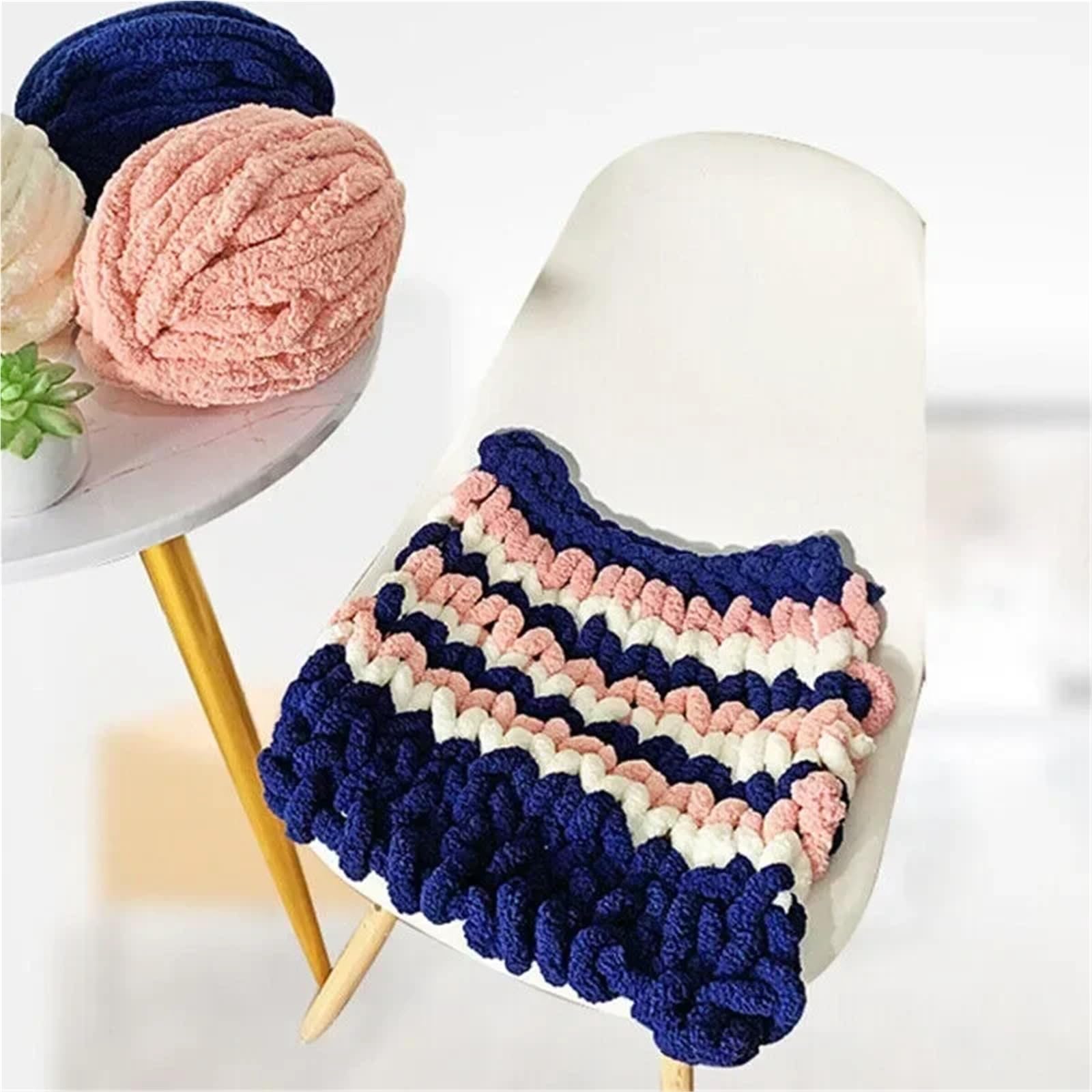 Lana Gruesa Para Crochet Set de 3 piezas de hilo grueso de chenilla como el terciopelo, ideal for tejer gorros, muñecas, guantes y mantas a bajo precio.(10 Black)