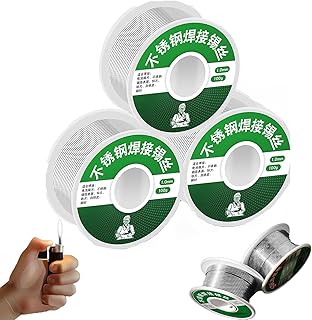 Aluminum Stainless Steel Lighter Solder Wire, Low Melt Soldering Wire for Electrical Soldering Repair，Low Melt Rosin Core Soldering Wire (Stainless Steel Solder Wire 50g, 3Pcs)