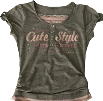 Kawaii Whimsy Twee Short Sleeve Y2k Fairy Shirts Alt Emo Clothes Teen Girls Cutecore Harajuku Graphic Tees 2000s Tops