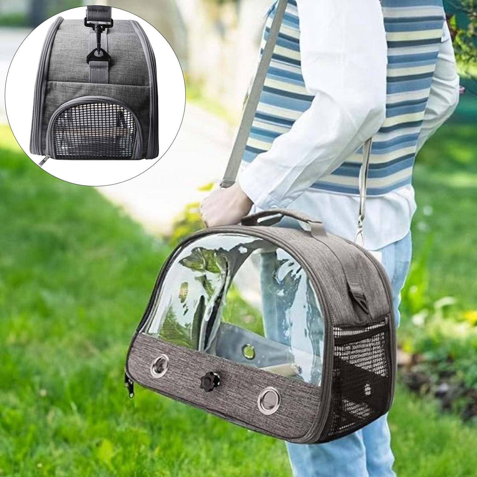Borsa per il trasporto per uccelli con asta in acciaio inox, per pappagalli, pappagalli, piccoli animali, per viaggi, escursioni, campeggio, pieghevole a 180°