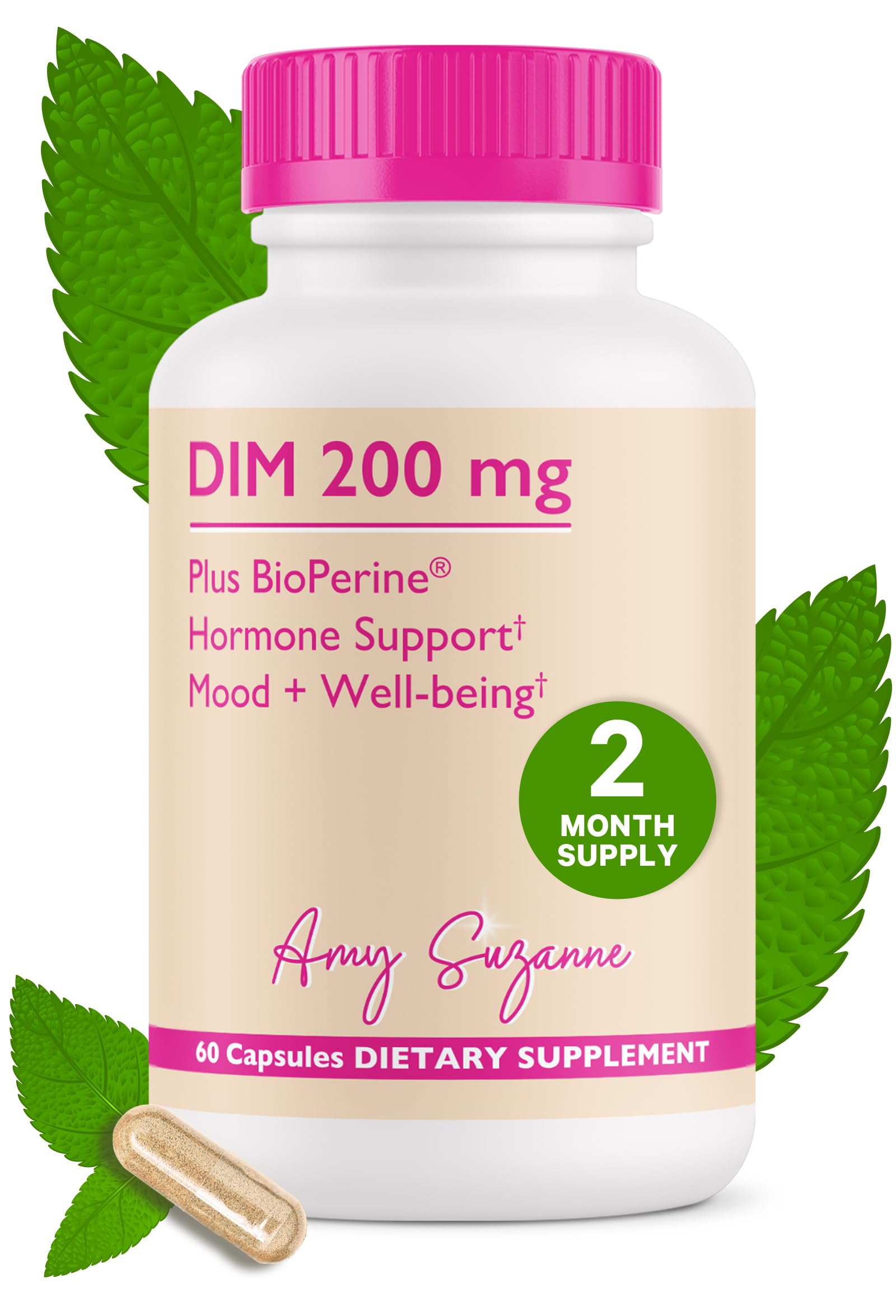 200 DIM Supplement for Women - Estrogen Metabolism and Hormone Harmony for Menopause, Perimenopause & PMS Support - DIM Plus Bioperine for Mood Support - 60 Day Supply, Vegan