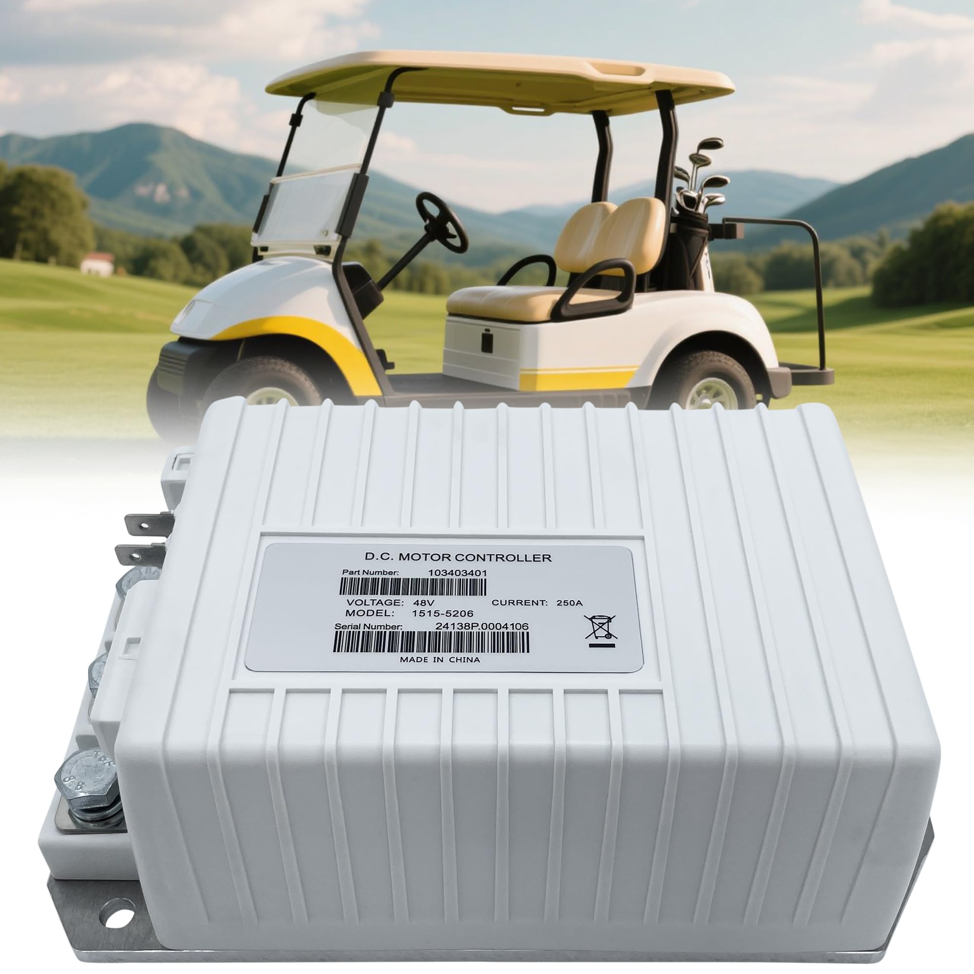 1515-5206 DC Motor Controller, 48V 250A Club Car DC Motor Controller Fits 2014-2019 Club Car Precedent, Tempo and Onward Electric Golf Cart; OEM# 103982301