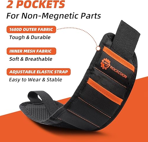 Miniatura 5 de Pulsera magnética con 20 potentes imanes, pulsera de herramienta para tornillos, clavos y brocas de perforación, regalo para marido, papá, manitas y