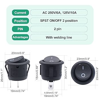 AC 6A/250V 10A/125V Red Light 3 Pin ON OFF SPST Snap In Boat Rocker Switch-in Switches From