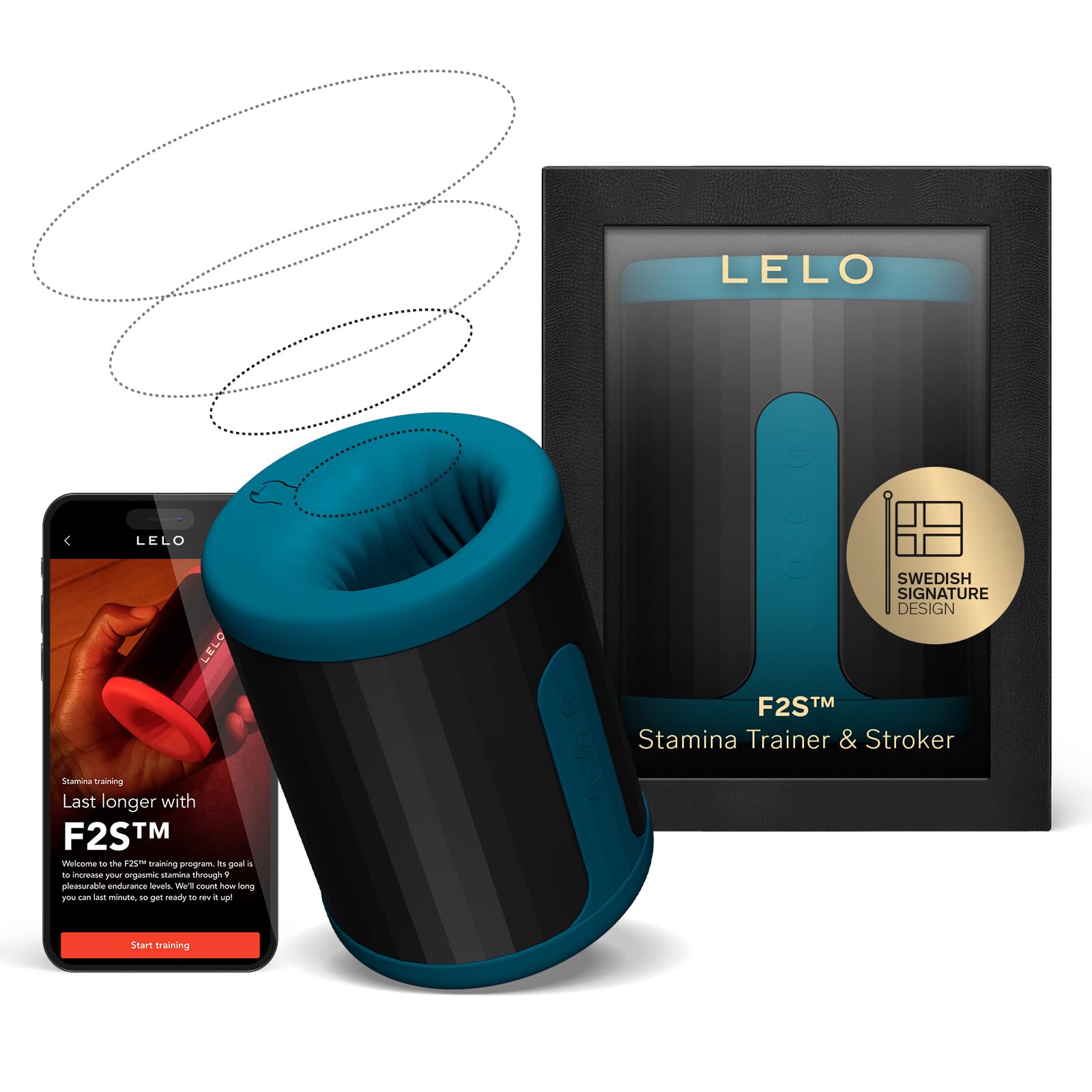 LELO F2S, Masturbador y Entrenador de Resistencia Masculino con Aplicación por Bluetooth, 14 Modos de Placer y un Modo Interactivo con IA, Masturbador Masculino, Juguetes Sexuales (Teal)