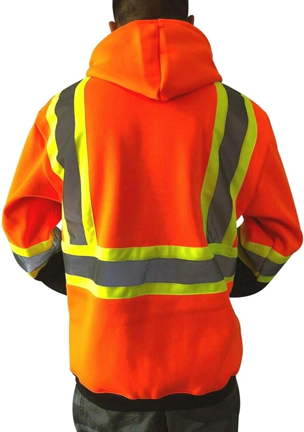 Renegade Mens Hoodie Hi VIS Visibility Safety Hooded Zip Sweatshirt, Black Bottom