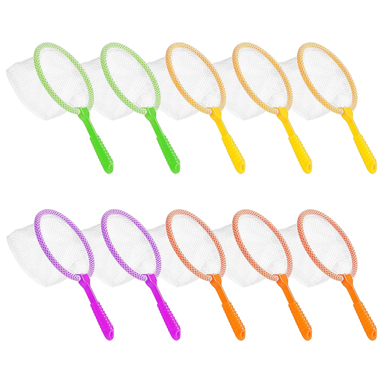 10pcs Fishing Nets for Kids, Outdoor Play Equipment for Children, Butterfly Net and Crabbing Kit, 23 cm Plastic Nets in Assorted Colors (Yellow, Orange, Green, Purple)