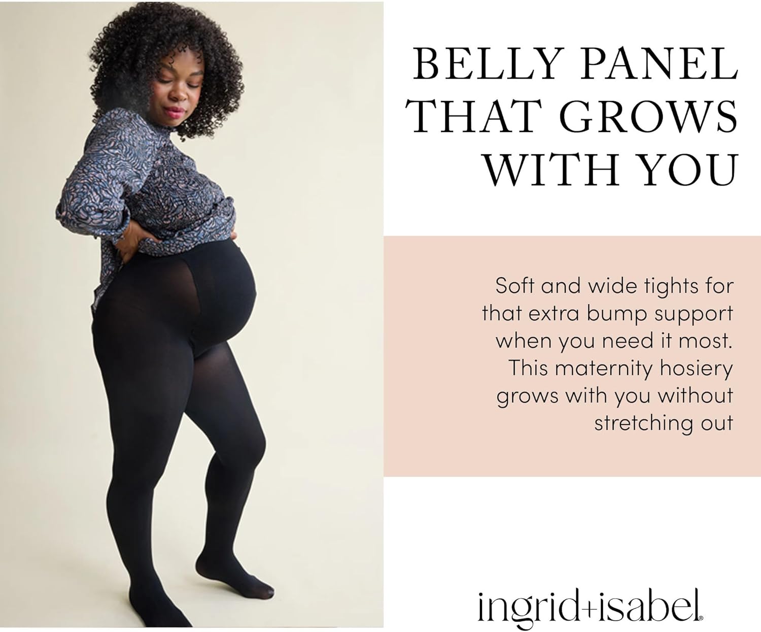 Ingrid & Isabel - Opaque Maternity Tights - Black Maternity Tights & Hosiery With Non Binding Waistband, Black