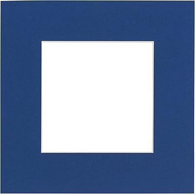 CountryArtHouse Bottle Blue Acid Free 16x16 Picture Frame Mats with White Core Bevel Cut for 12x12 Pictures - Fits 16x16 Frame - One Mat - with Bag & Backing