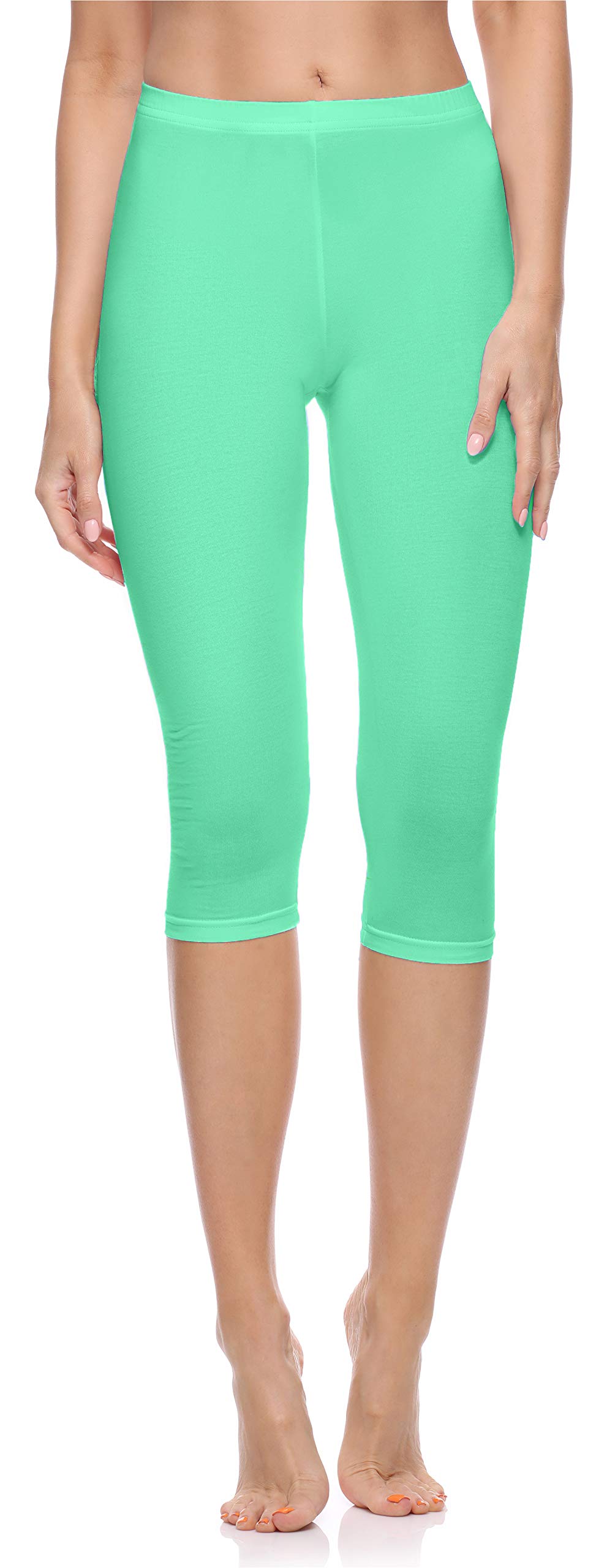 Merry Style Leggings Donna 3/4 Pantaloni Capri Morbidi e Confortevoli Leggins Donna in Cotone Traspirante Elastici e Delicati sulla Pelle Sensibile MS10-199