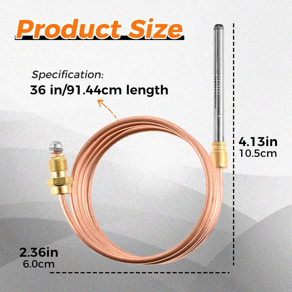 Q340A1090 Furnace Fireplace Gas Water Heater 36" Thermocouple Sensor Compatible with Honeywell Tradeline, Bryant, Emerson Aftermarket Upgraded Replacement