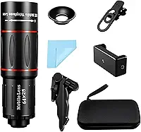Lente teleobjetiva HD 64X para telefones iPhone e Android, design universal de encaixe, ocular e estojo de transporte incluídos - perfeita para observação da vida selvagem, tiro esportivo e fotografia