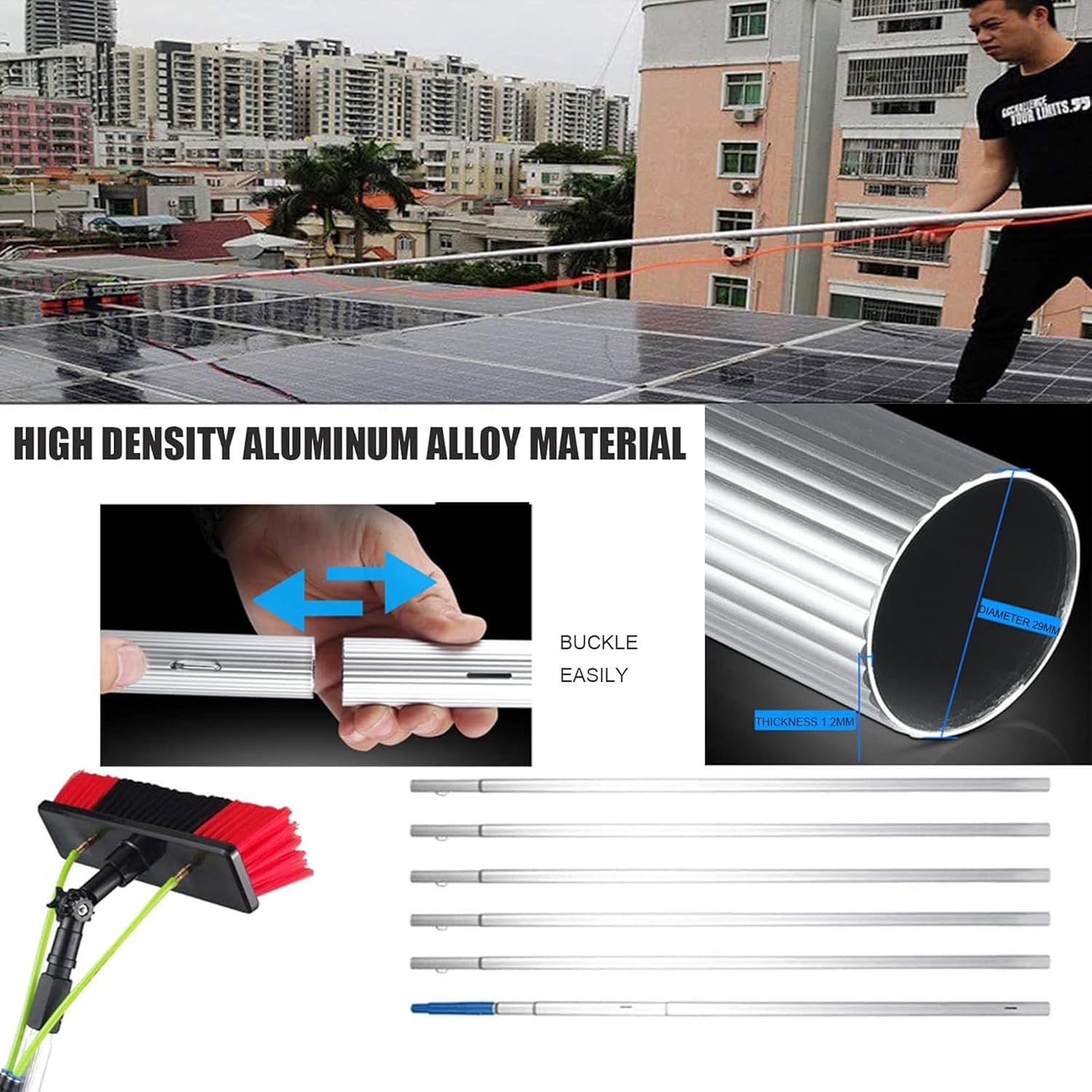 Professional Telescopic Window Cleaner Kit Water Fed Brush & Extendable PoleEfficient Window Cleaning Tool for StreakFree Shine & High Reach Cleaning.