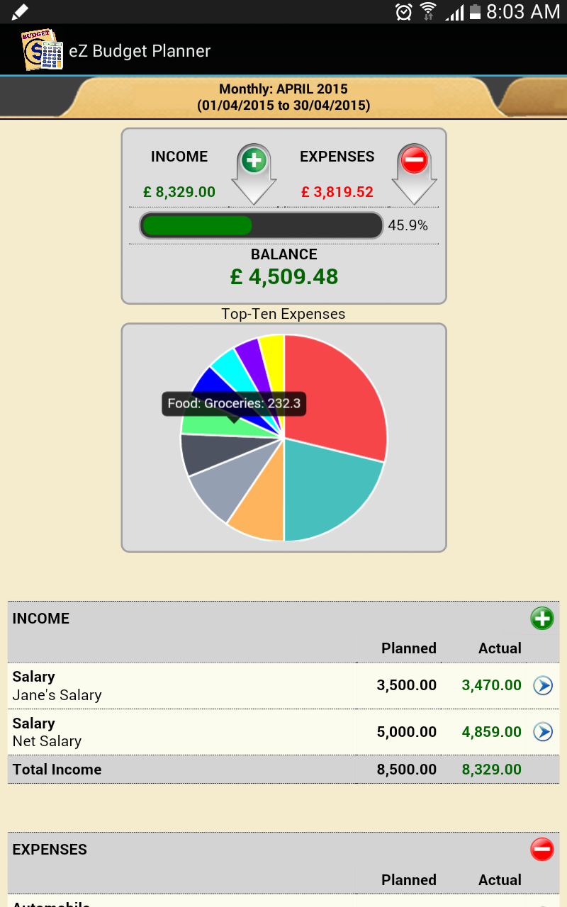 eZ Budget for Android