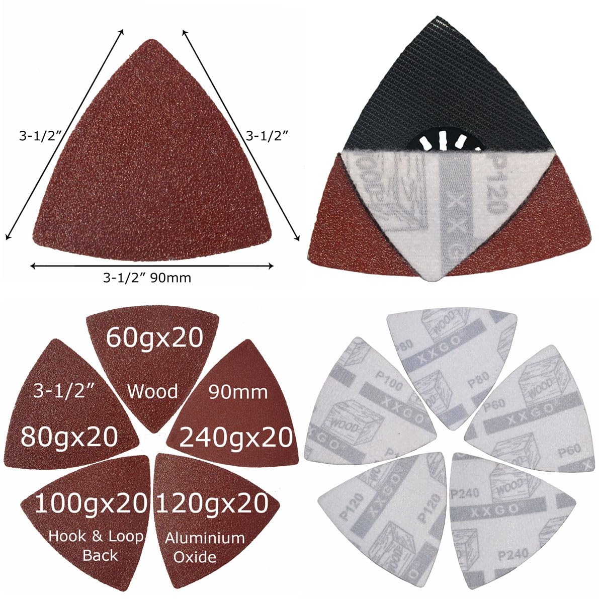 XXGO Sanding Pads - 100 Pcs Assorted Grits -2 XXGO Sanding Pads - 100 Pcs Assorted Grits -2