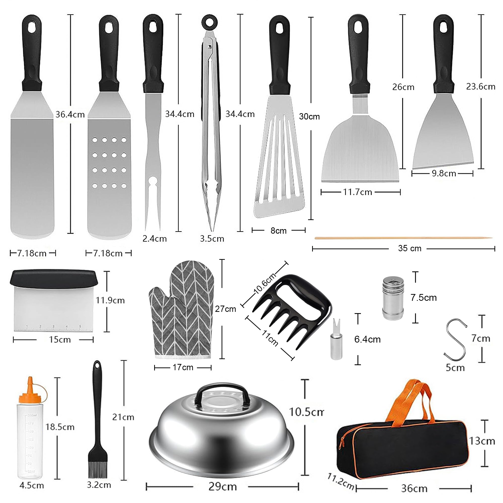 Zestaw akcesoriów do grilla Teppanyaki, 132 szt., do grillowania na świeżym powietrzu, na kemping, kompatybilny z Blackstone i Camp Chef Griddles