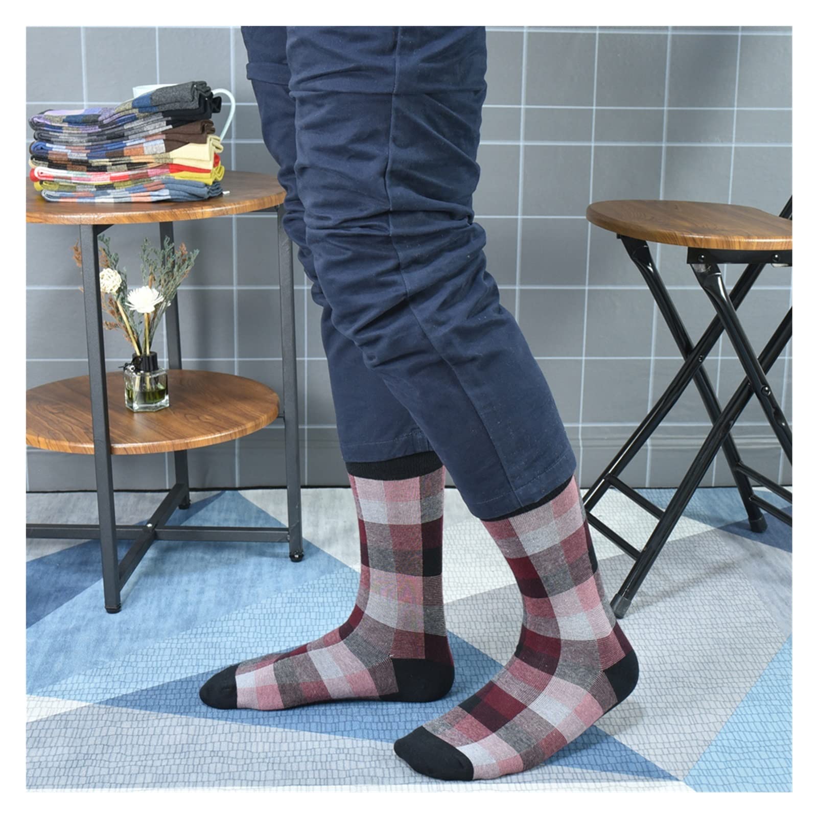 ZZSRJ Herren Socken Mode Design Casual Cotton Socken Business Socken (Color : 5 Pairs, Größe : US(6-9.5) EUR(38-43))