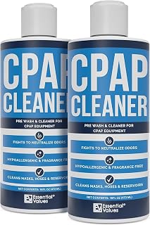 Essential Values CPAP Cleaner Pre-Wash, Safe & Scent-Free - 2 x 16 Fl Oz - Hose Cleaning Kit Supplies with Dye-Free Prewash Soap - Compatible with All C Pap Equipment & Machines