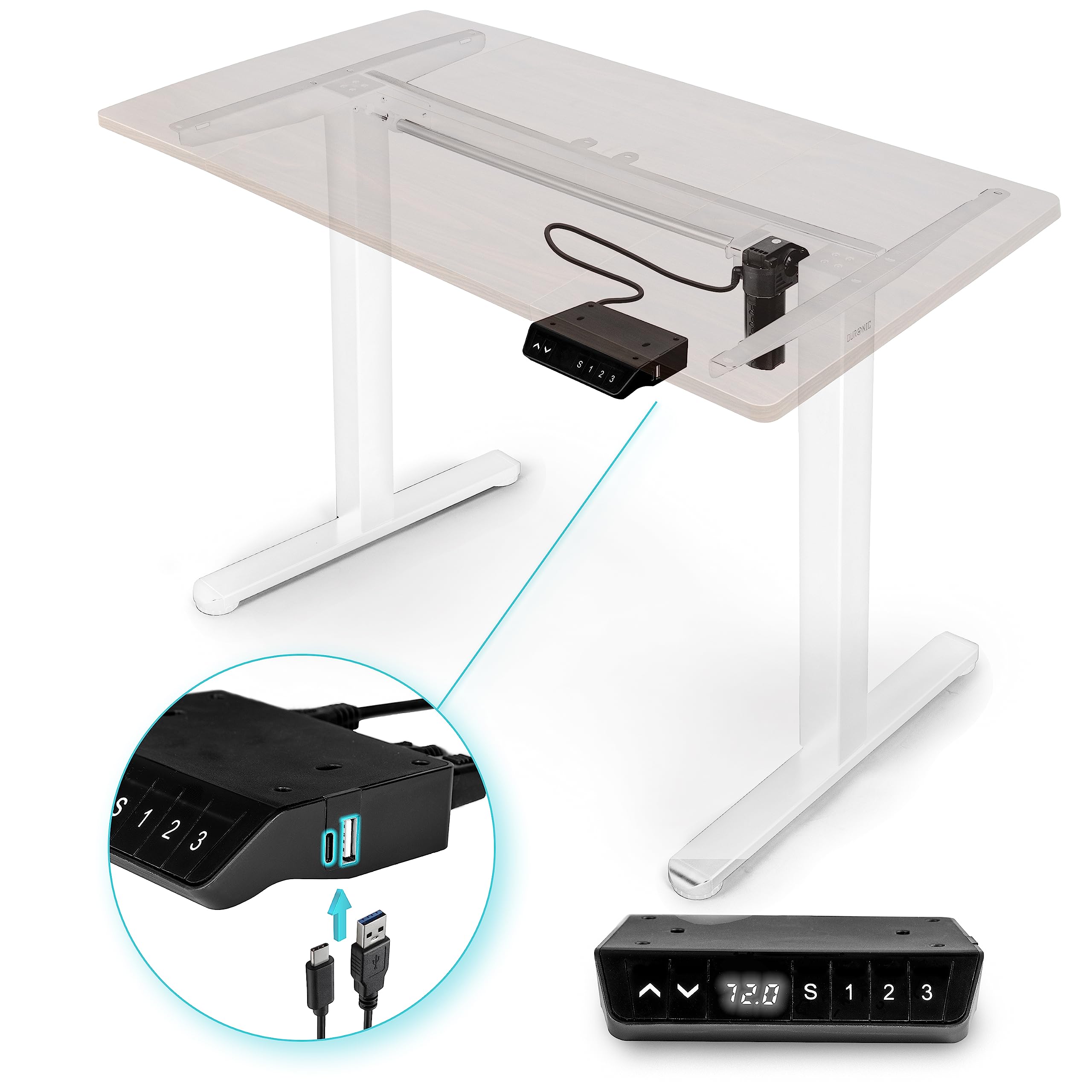 Duronic Staand Elektrisch Bureau TM51 BK ALLEEN FRAME Zit Sta Hoogte Verstelbaar 60 125cm Ergonomische Werkplek Geheugenfunctie Enkele Motor Zwart 659754673