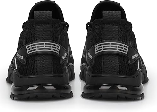 Miniatura 7 de GLANOUDUN Zapatos de punta de acero para hombre, zapatos de trabajo ligeros para hombres, zapatos de trabajo negros con punta de acero, zapatos de