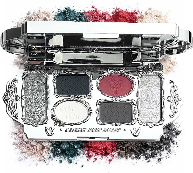 Black Red Eyeshadow Palette 6Colors Goth Eye Shades For Women Gift -02#
