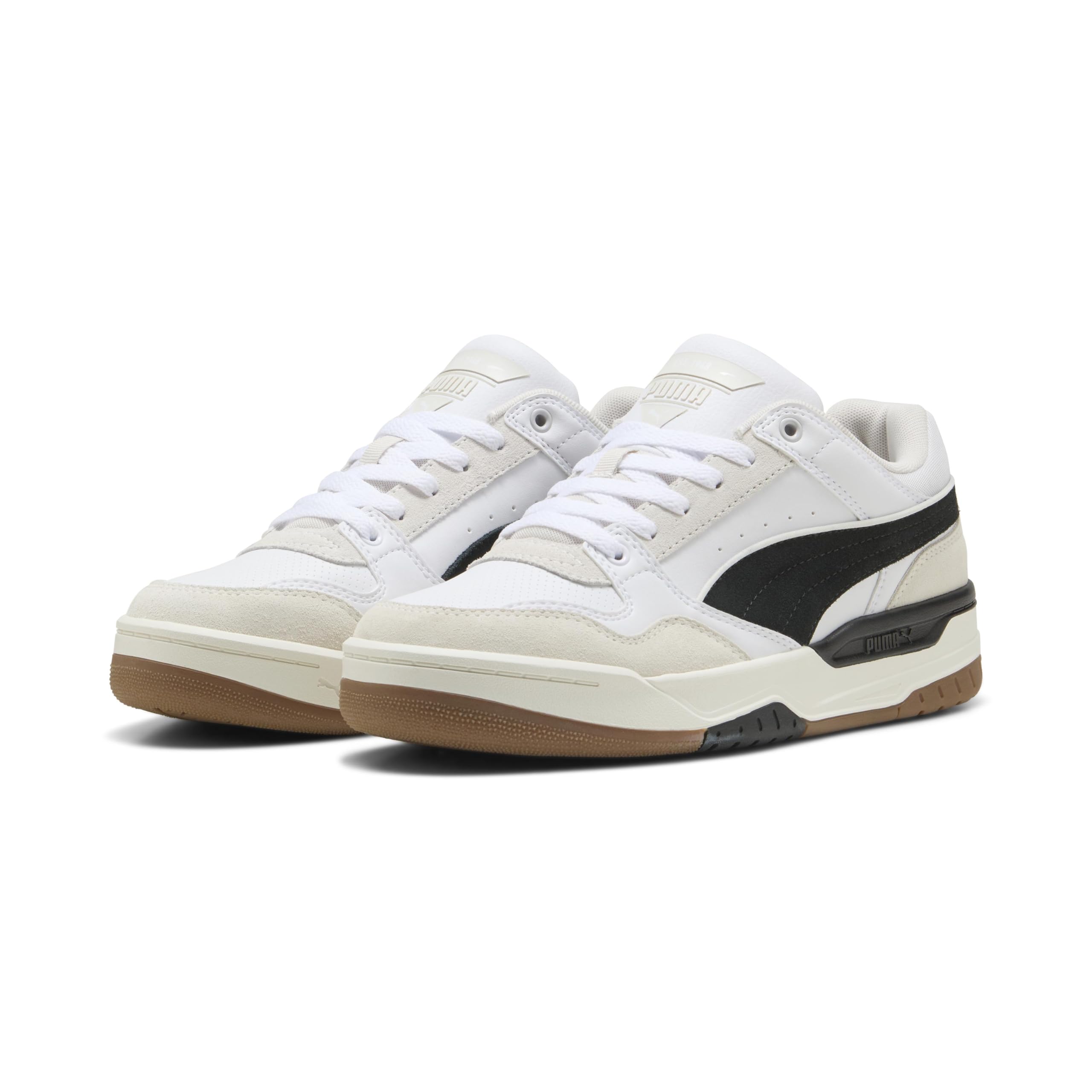 Puma Rebound Retro-Schuhe für Herren, Weiß-Schwarz-Federgrau, 10 – Ansicht 2