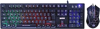 Marvo Scorpion KM409 Gaming Keyboard and Mouse Bundle, 7 Colour LED Backlit, USB 2.0, Compact Design, Multi-Media and Anti-ghosting Keys, Optical Sensor Mouse with Adjustable 800-2400 dpi, UK Layout
