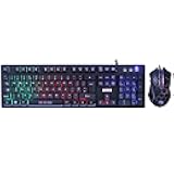 Scorpion KM409 Gaming Keyboard & Mouse Bundle, 7 Color LED Backlit, USB 2.0, Compact Design, Anti-ghosting Keys, Optical Sensor Mouse (800-2400dpi)