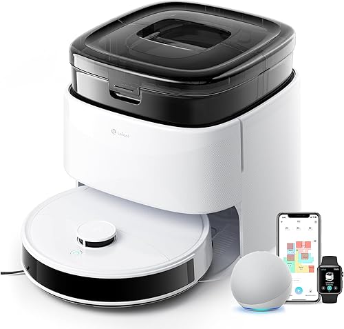 Miniatura 7 de Lefant Aspiradora robot M3, lavado automático de trapeador, succión de 12000 Pa, auto vaciado y recarga, elevación de fregona de 0.354 in, trapeador