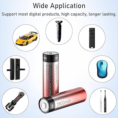 Miniatura 6 de AmpTorrent Batería AAA recargable batería AAA recargable de 1200 mAh batería recargable AAA de 12 V alta capacidad paquete de 4 baterías AAA baja