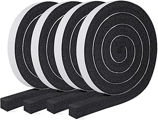 MAGZO Weather Stripping Door Seal 1 Inch W X 1 Inch T X 26 Ft Total Length, Strong Adhesion and High Resilience Air Conditioner Foam Insulation (6.5ft x 4 Rolls)