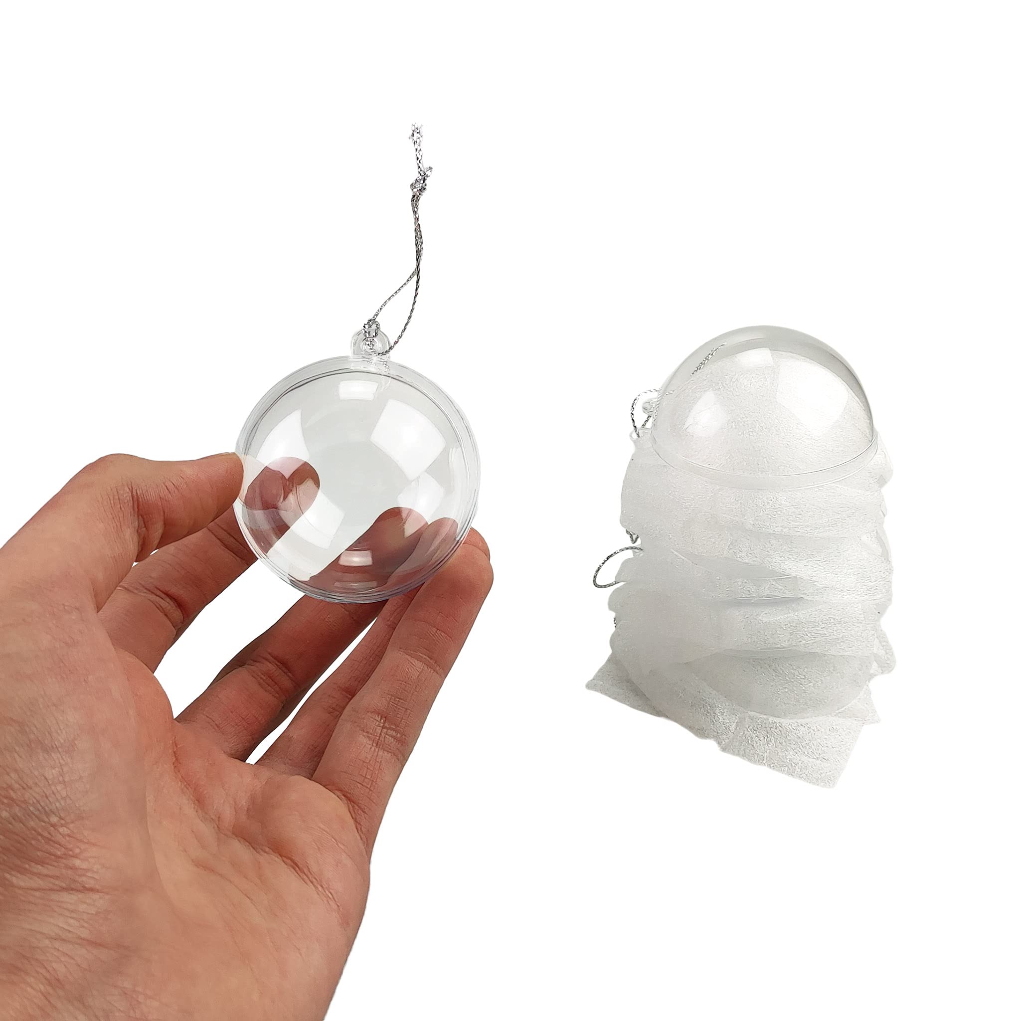 CRYSTAL KING Pack of 10 Acrylic Balls, 7 cm Diameter, Transparent Ball Hanging Transparent Decorative Balls, Craft Set, Christmas Tree Baubles, Acrylic Balls, Christmas Tree Ball, Divisible, Fillable