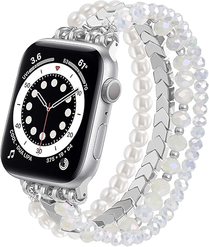 Miniatura 9 de MOFREE - Pulsera de cuentas elástica para reemplazo de correa de Apple Watch de 40 mm, 38 mm, 41 mm, 42 mm para Series SE, 10, 9, 8, 7, 6, 5, 4, 3,